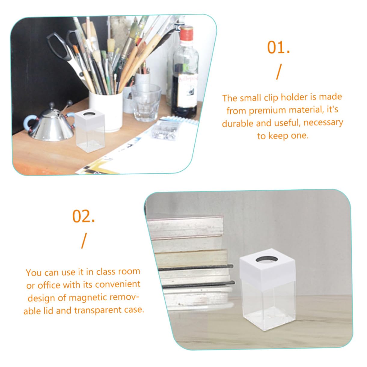 Tofficu 10piezas Organizador De Clips Magnético Transparente Forma De Cuadro De Recipientes Para y Aula