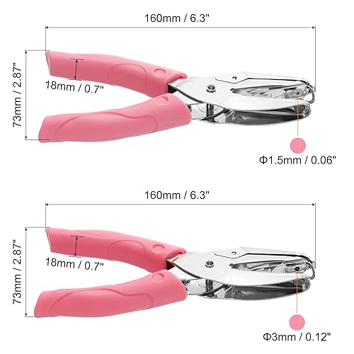 Miniatura 8 de PATIKIL Perforadora de un solo agujero de 18 de pulgada y 14 pulgadas, paquete de 2 perforadores de mano con agujero circular de agarre suave,