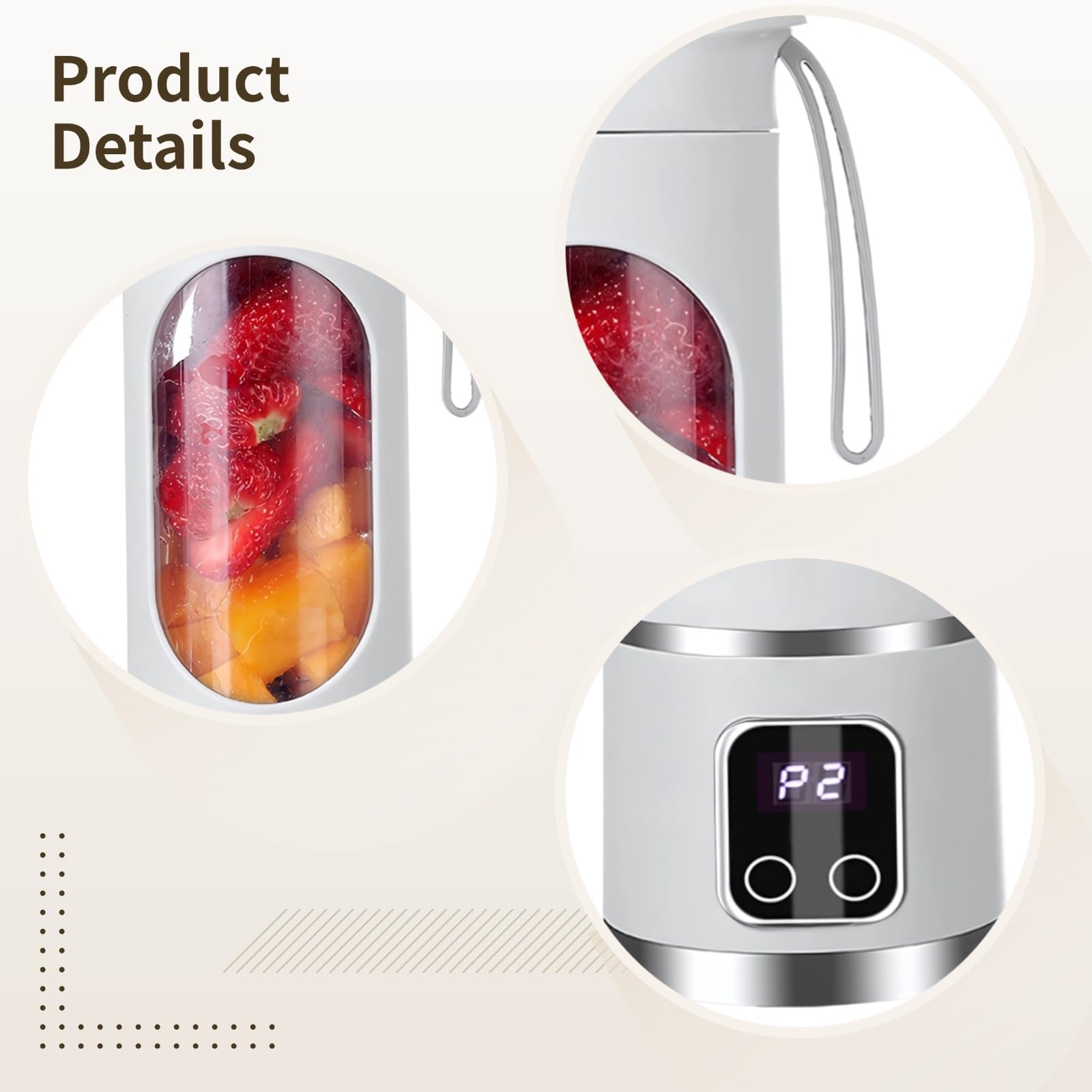 Mini blender, przenośny do użytku studenckiego, wielofunkcyjny kubek do sokowirówki, ładowanie USB, pojemność 450 ml, wbudowana bateria, wygodny silikonowy uchwyt, do domu i podróży