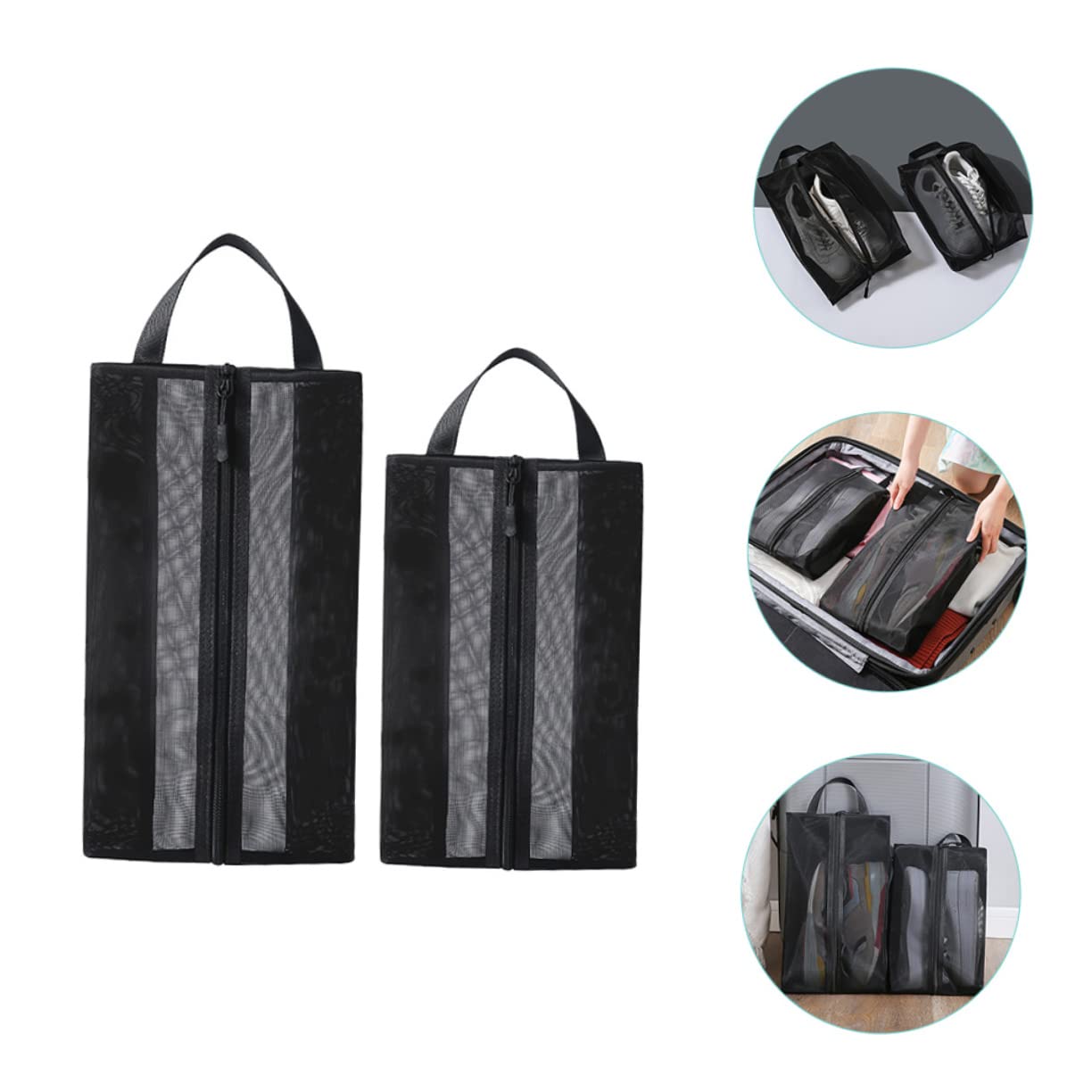 LIFKOME 3er-Set Schuh-Tragetasche Für Damen Tragbar Netz-Aufbewahrungstasche Reisezubehör Für Schuhe Handtasche 2 Stück X 3