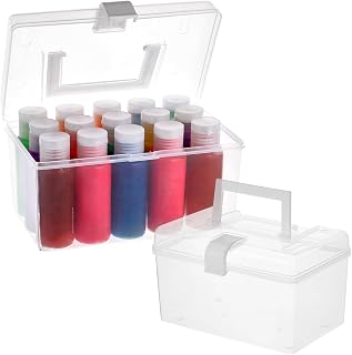 2 Pack Paint Storage Box for Apple Barrel Acrylic Paint, Acrylic Paint Storage Case with Handle, Empty Craft Paint Storages for Paint Bottle, Hold up to 30 Bottles of 2 fl. oz Acrylic Paints