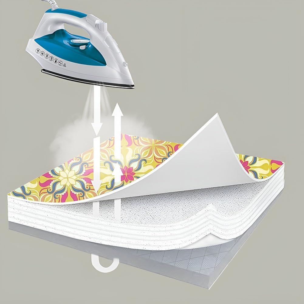 2PCS Bohemian Ironing Board Cover Thickened Cotton Backing Scorch Resis-tant, Elastic Edge, Secure Fit(55.1 x 19.6 in (140 x 50 cm))