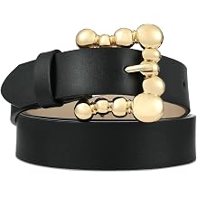 RISANTRY Genuine Leather Belt for Women Black Real Leather With Gold Metal Buckle Luxury Casual Fashion Belts