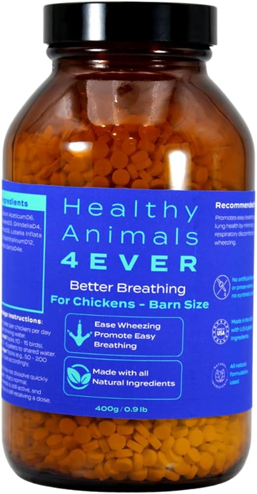 HA4E - Chicken Respiratory Support Supplement - Effective Breathing Aid for Chickens - Highly Effective Homeopathic Formula - Pellets, Barn Size (Extra Large)