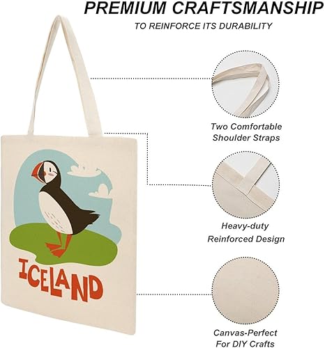 Miniatura 3 de Puffin of Iceland - Bolsa de lona para el hombro, reutilizable, para compras, regalo, 15 x 16 pulgadas