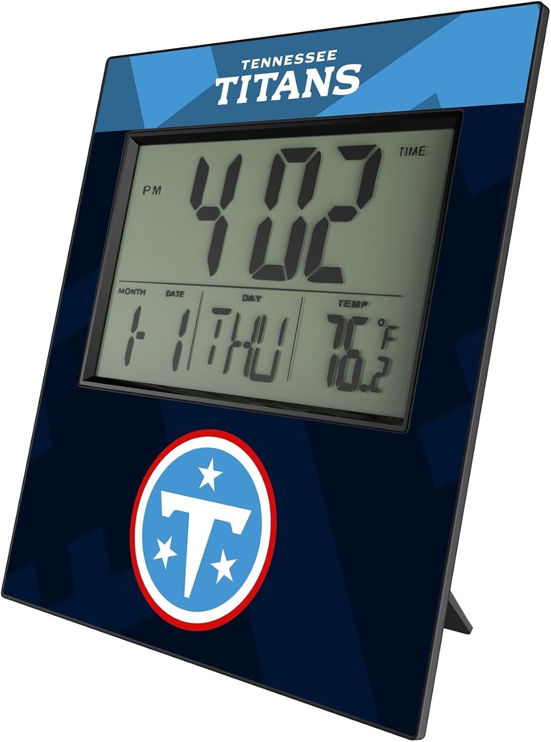 Keyscaper Tennessee Titans Color Block Digital Desk Clock