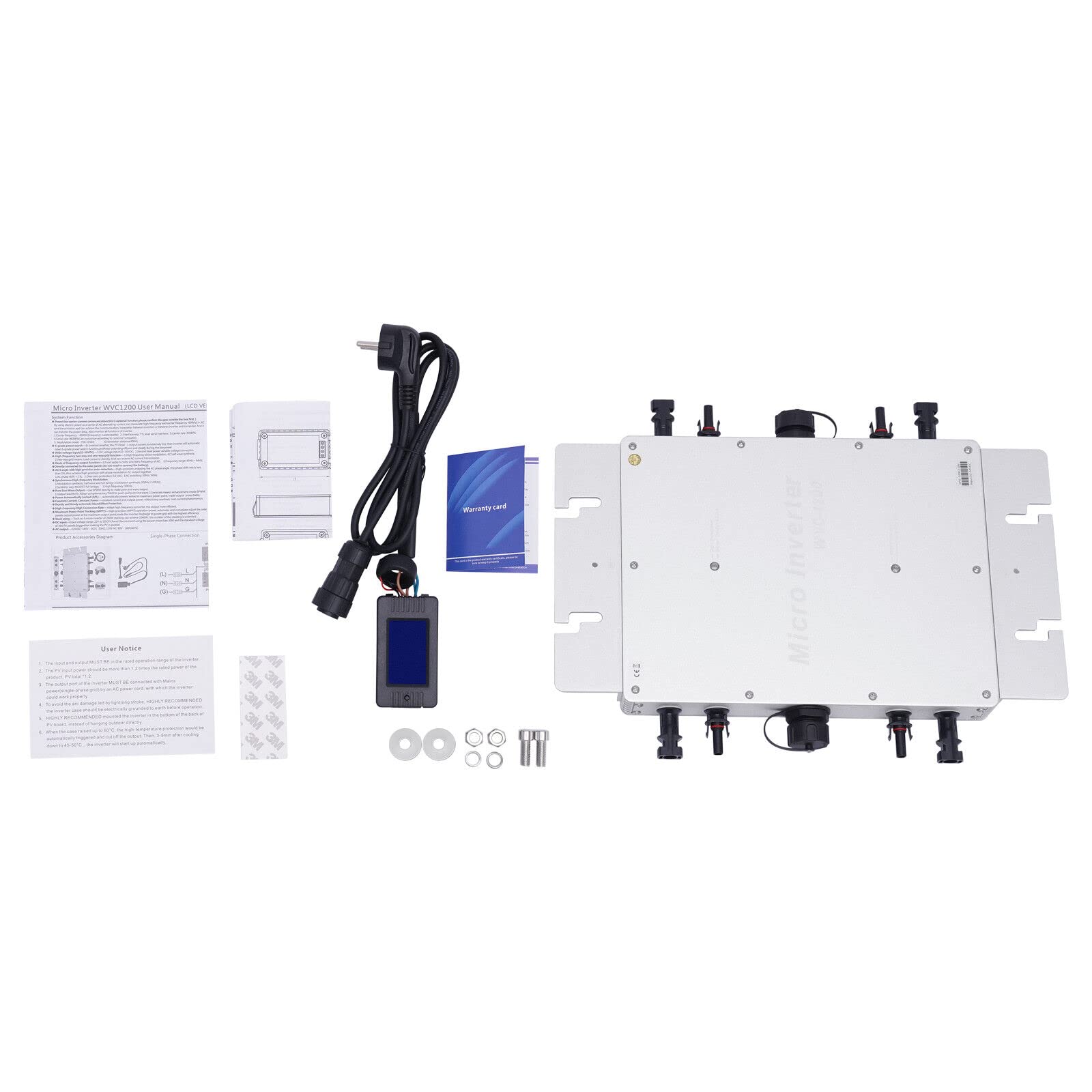 DC28-50V Mikro Wechselrichter MPPT 1200W PV Solar Grid Tie Micro Inverter Modul, für 30V oder 36V Sonnenkollektoren (Silver)