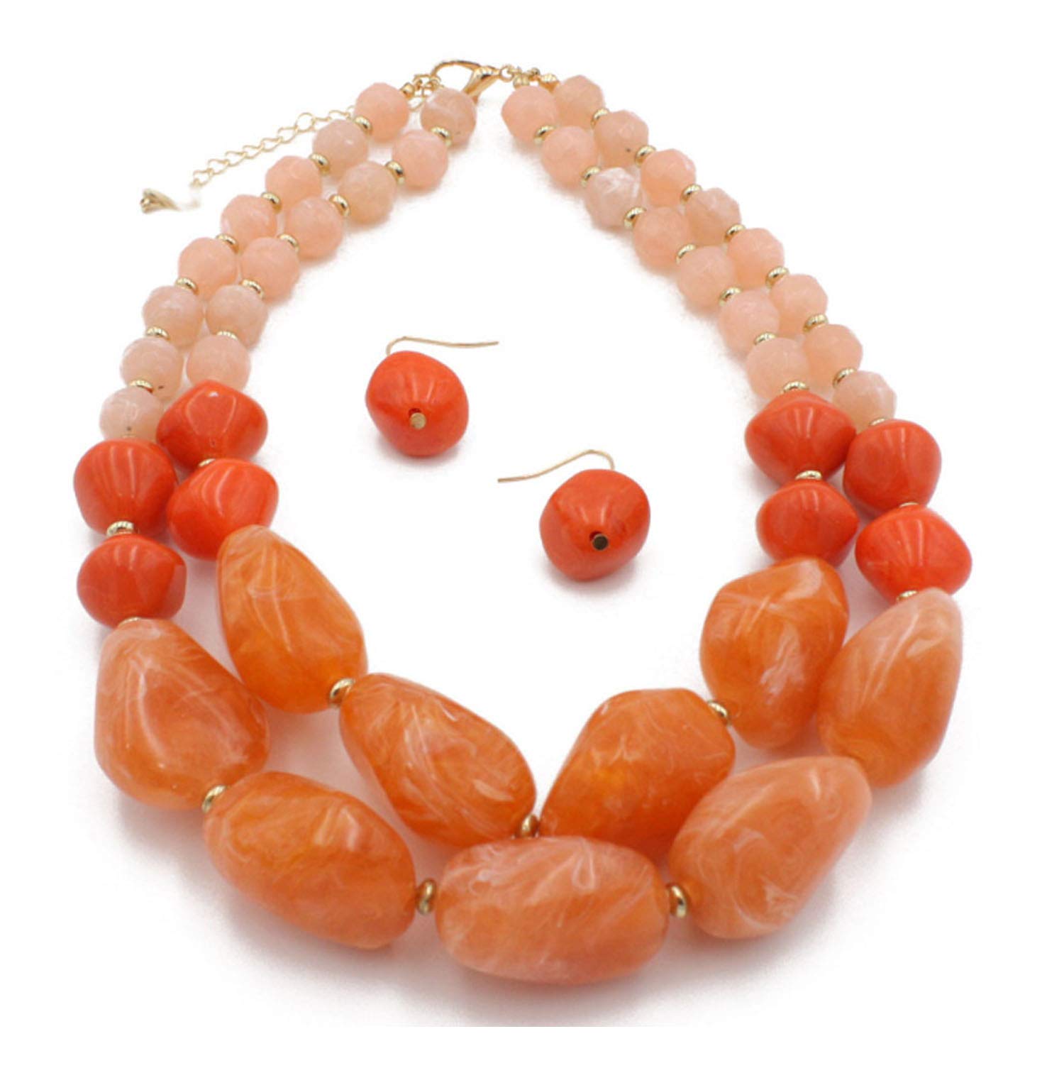 Shineland 2 Layer Jelly Colored Acrylic Handmade Statement Strand Chunky Beaded Fashion Jewelry