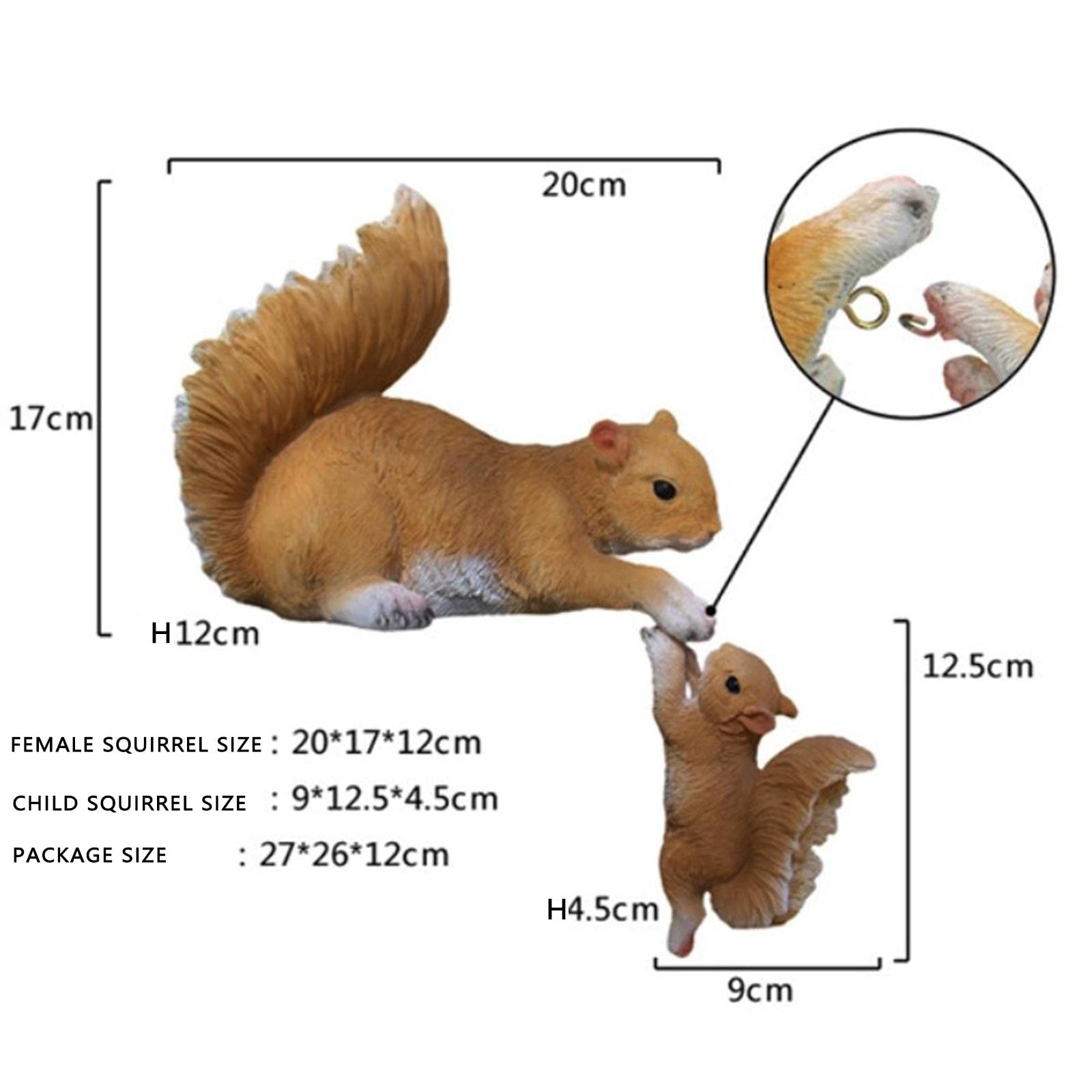 2 Pièces Figurine Écureuil Ornement Miniature Résine Statue Animale Simulation Sculpture Adaptée pour le Maison Bureau Cadeau Décoration