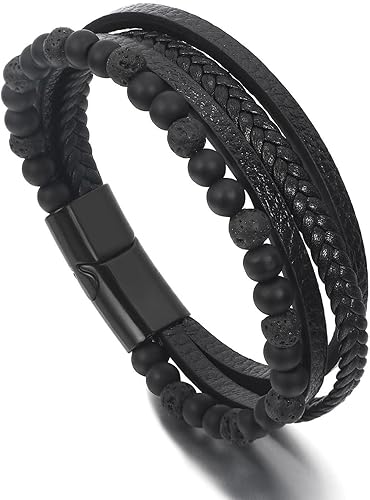 Miniatura 9 de Leather Bracelets for Men, Magnetic Clasp Bangle Cuff Bracelet   for Men Dad Boyfriend Son Grandson Father's Day Birthday Anniversary Christmas