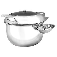 Vista 12 de TableCraft CW40165 - Plato para rozar inducción de acero inoxidable, capacidad de 6 cuartos de galón, redondo con ventana de visión rápida