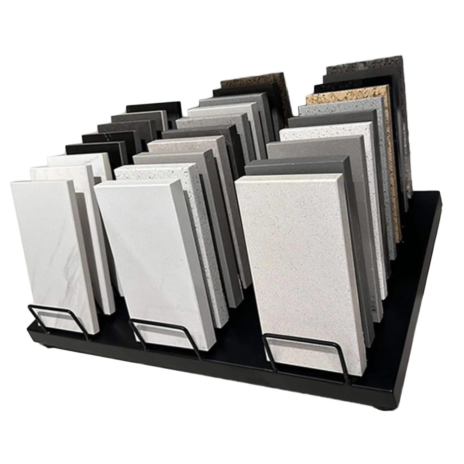 YNBSHGAA Floor Tile Sample Display Stand, Desktop Organizer Shelf for Building Material Samples, Trade Show & Showroom,Black-3 row