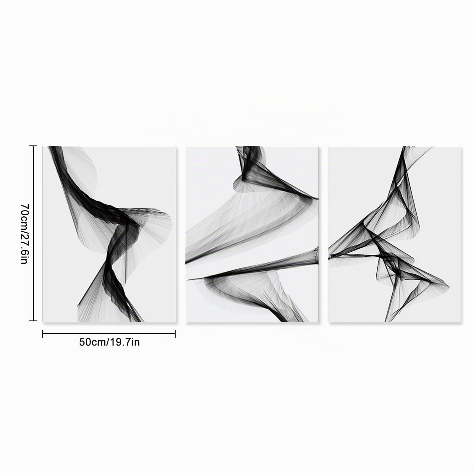 WMLBK 3er Set Wandbilder,Abstrakt Schwarz und Weiß Grau Modern Nordic Wandbild Design-Poster Dekoration Wandkunst Malerei Bild,Ohne Rahmen (50x70cm)