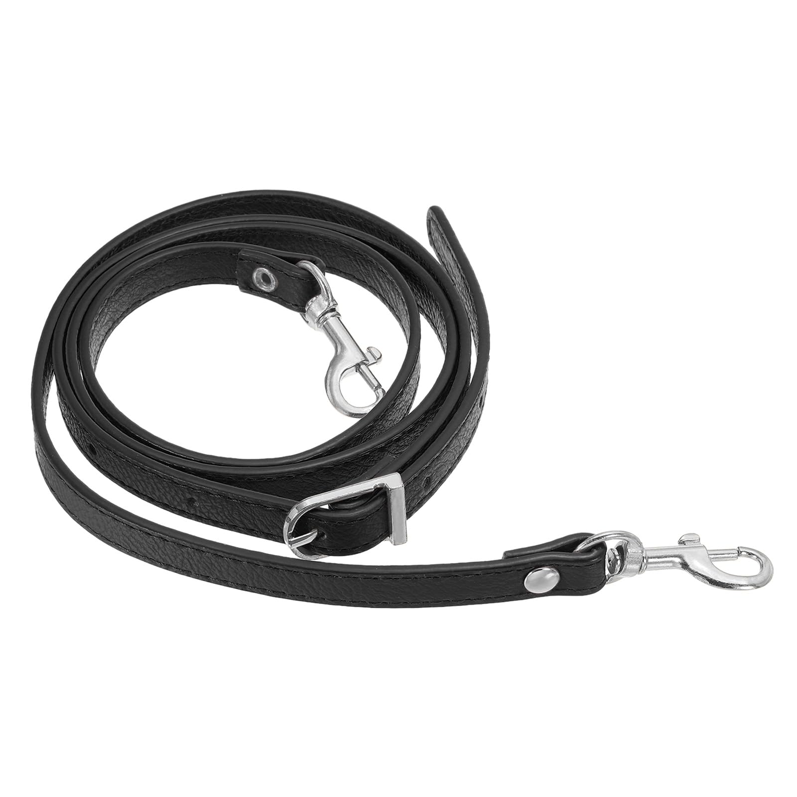PATIKIL Leather Purse Strap Replacement 47 Inch, PU Adjustable Shoulder Crossbody Replacement Strap with Silver Hardware, Black