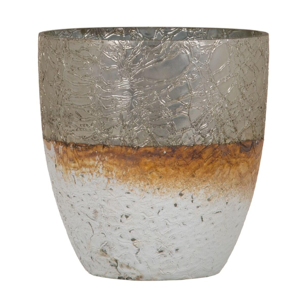 Candle Holder 16 x 16 x 15 cm Glass Grey White