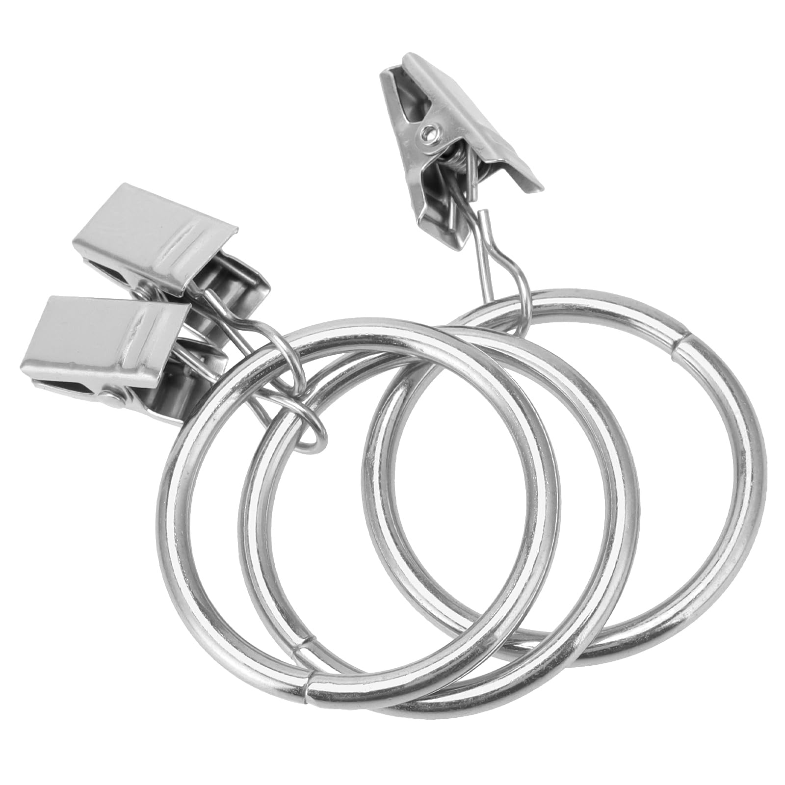 KEILEOHO 120 Anillos de Cortina de 32 mm con Clips, Anillos de Cortina de Metal con Clips, Pinzas Plateadas con Anillas