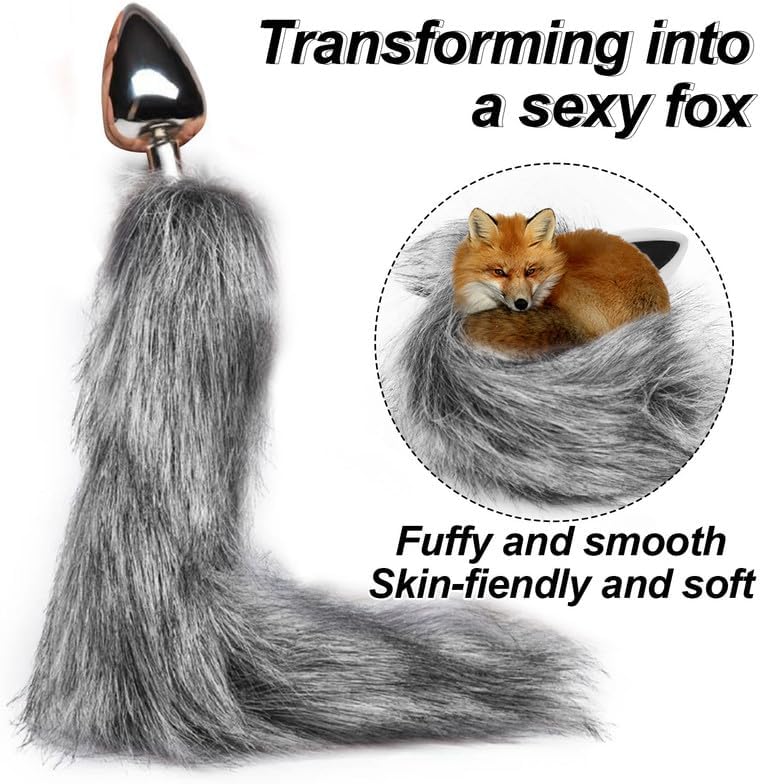 Miniatura 4 de Peluche de acero inoxidable de 17 pulgadas, divertido y esponjoso, realista, clásico, con doble cabeza (gris) para hombres y mujeres