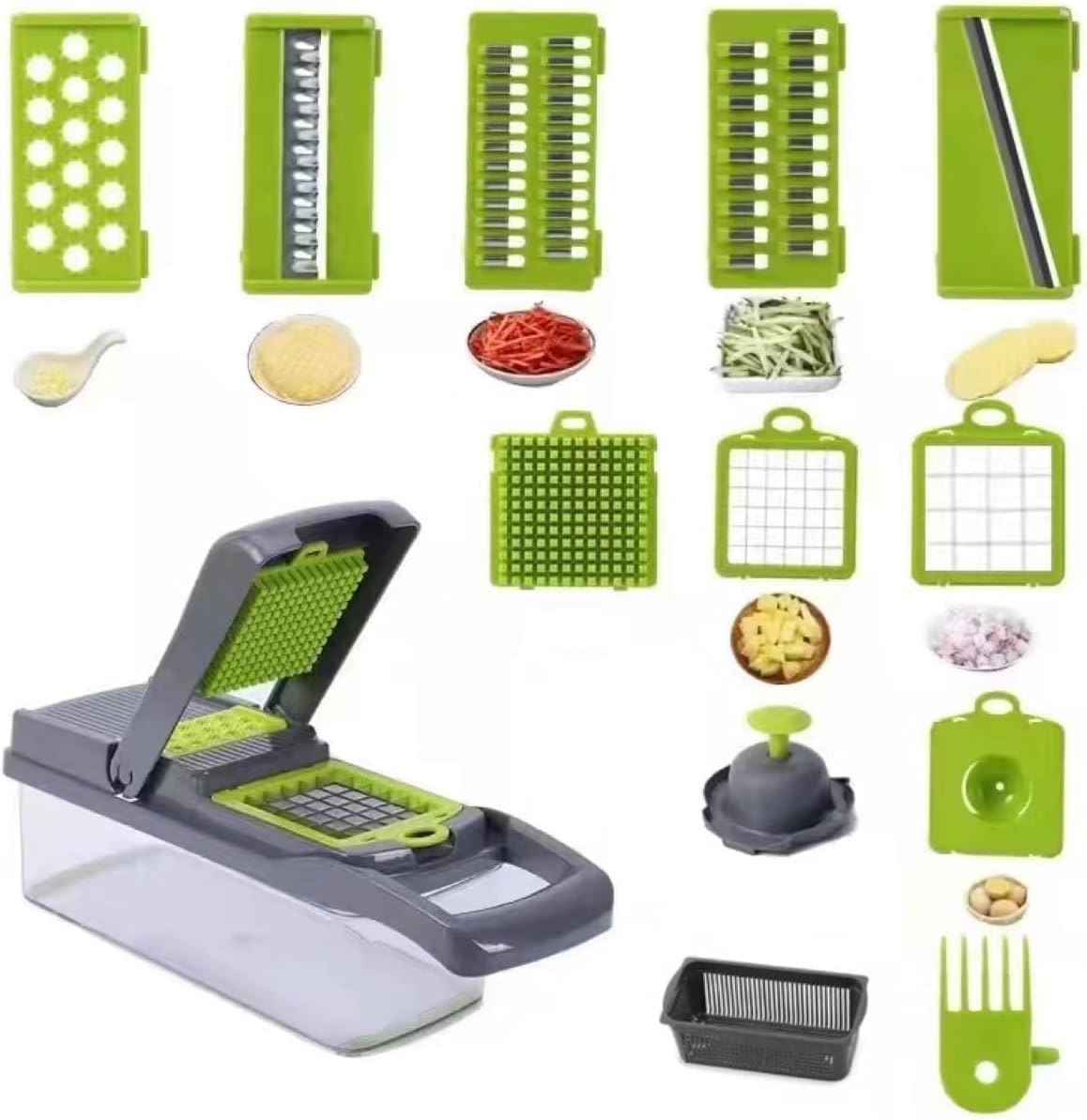 A.D. International 16 In 1 Handheld Manual Kitchen Multifunctional Potato Veggie Grater Mandoline Slicer Machine Onion Cutter And Vegetable Chopper (Kitchen Gadget & Essential)