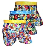 UNDERTØY Psychedelic Cartoon Boxershorts 3er Pack, Größe XX-Large (2XL), Farbe je 1x Yellow, Blue, Gold
