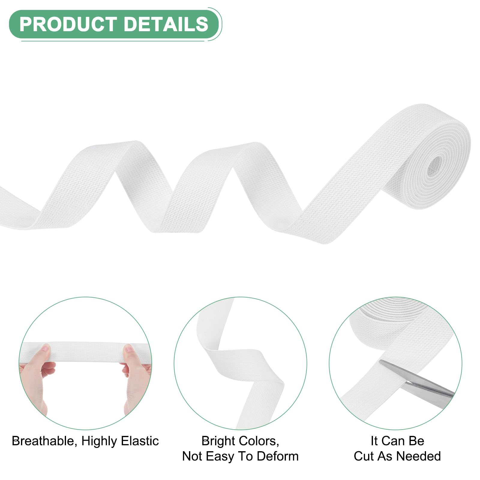 M METERXITY Elastic Bands for Sewing 1" 2 Yards Roll of High Elasticity Knit Elastic Spool - Image 2