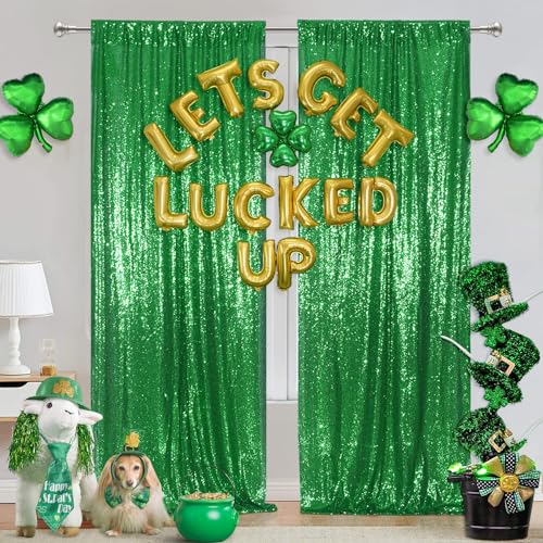 Cortinas de fondo de lentejuelas verdes 4 paneles 2ftx8ft miniatura 2