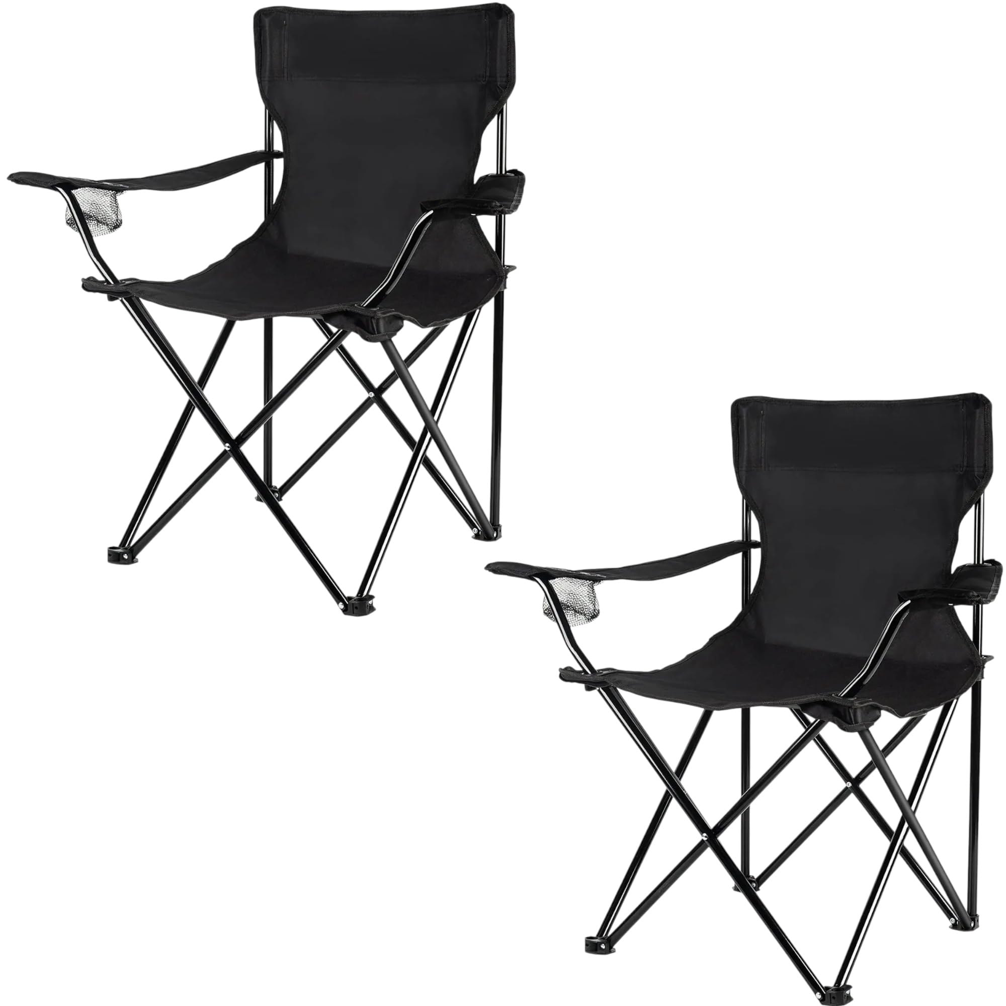 TIENDA EURASIA - Silla Playa Plegable o Camping con Funda de Transporte | Pack 2 Ud | Estructura de Acero Resistente | Asiento de Lona Impermeable | Negro | Medidas 50x50x80 cm
