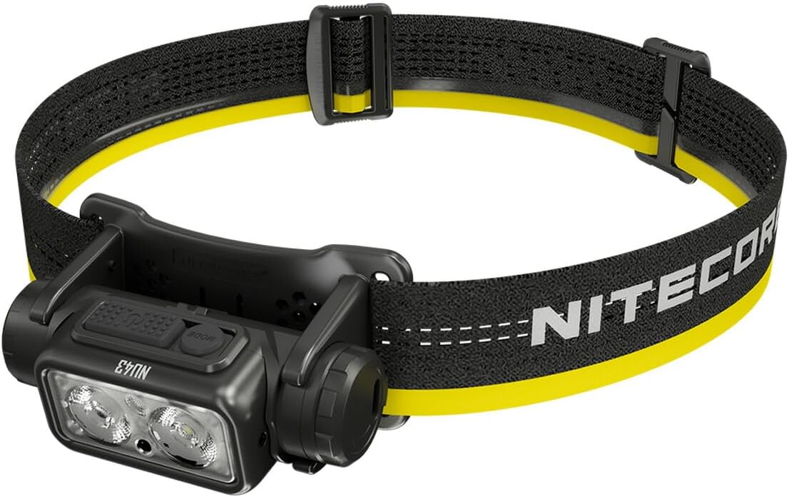 Nitecore Headlamp NU43 Lightweight USB C Rechargeable LED Head Torch 1400 Lumens 130m Beam Range Red Light for Night Vision
