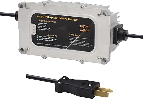 Generic Cargador de batería impermeable para carrito de golf de 36 voltios y 6 amperios para 36 voltios Club CarYamaha con conector estilo Crowsfoot