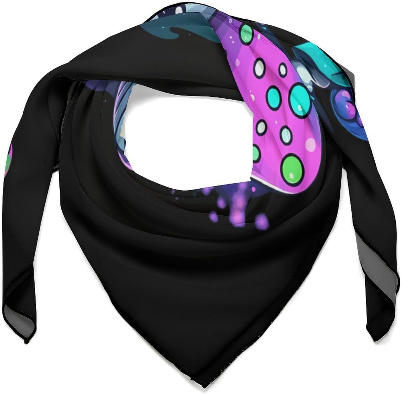 Cute Mushroom Witch Like Silk Bandanas Womens Head Scarf 27 Inch Hair Scarves Funny Printed