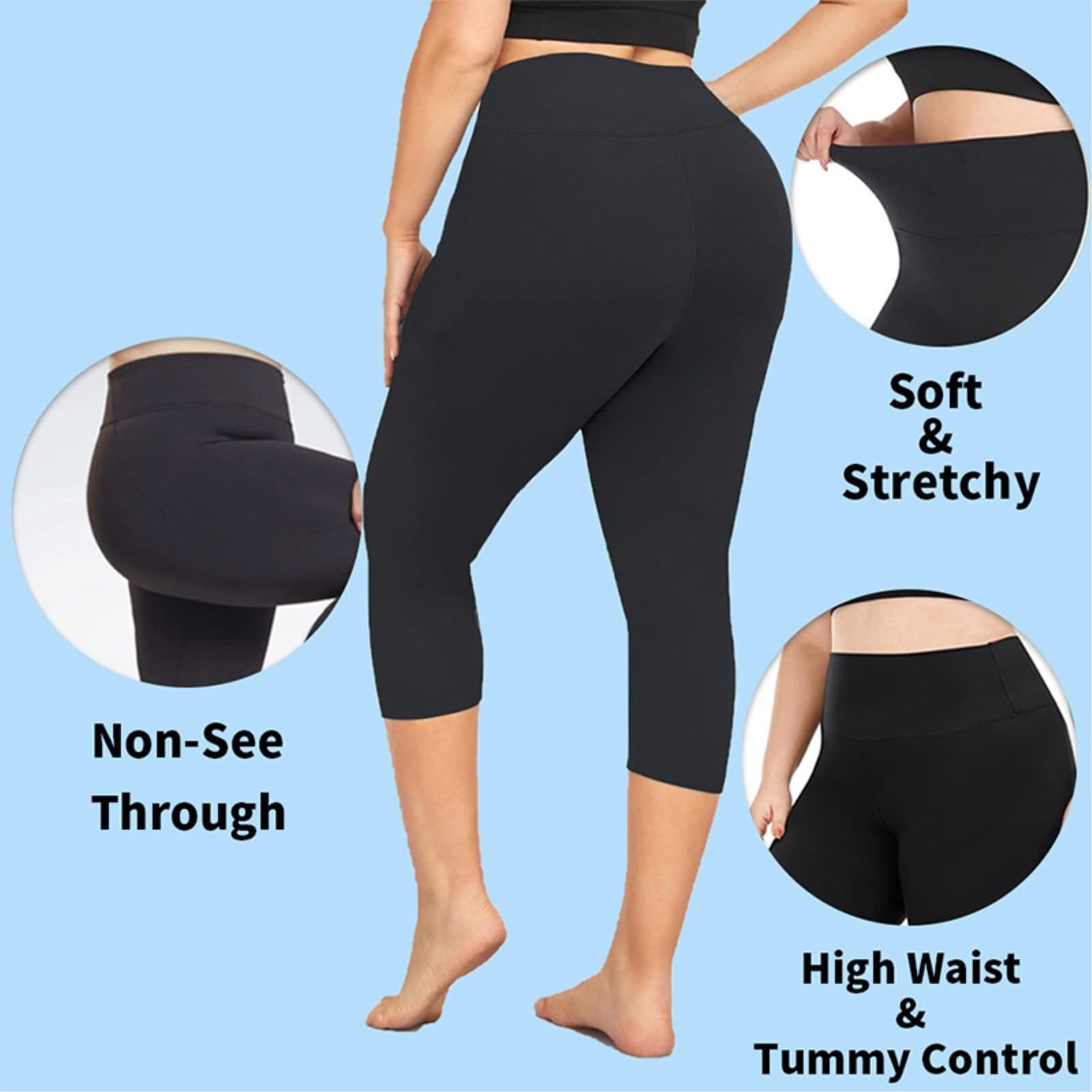 ANTTK Spodnie do jogi z wysokim stanem dla kobiet o długości 9/10 z kieszeniami, dwuwarstwowe legginsy z brzoskwiniowym wykończeniem, slim fit, kompresyjne spodnie treningowe, mieszanka nylonowego