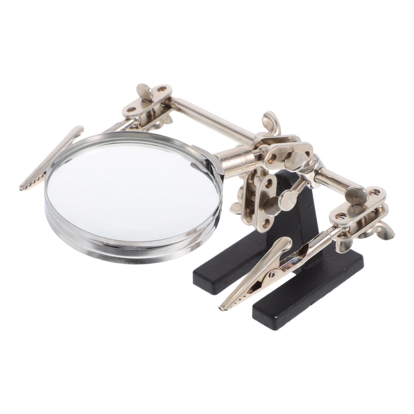 HOLIDYOYO Heavy Duty Helping Hand Magnifier with Lens Stable Base and Alligator Clips for Precision Work for Hobbyists Electricians Jewelers and Detailed Soldering Tasks