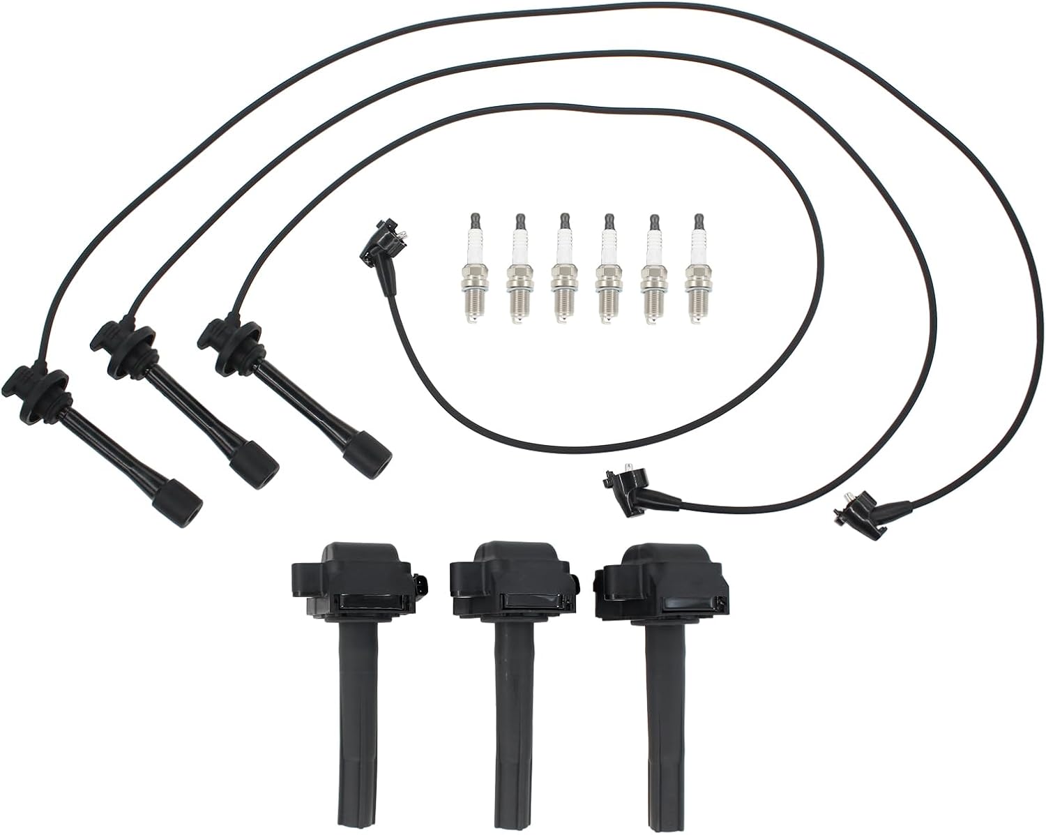NewYall Pack of 3 Ignition Coil and Spark Plug and Wire Set for Lexus ES300 Toyota Avalon Camry Sienna Solara 3.0L 1996-2003