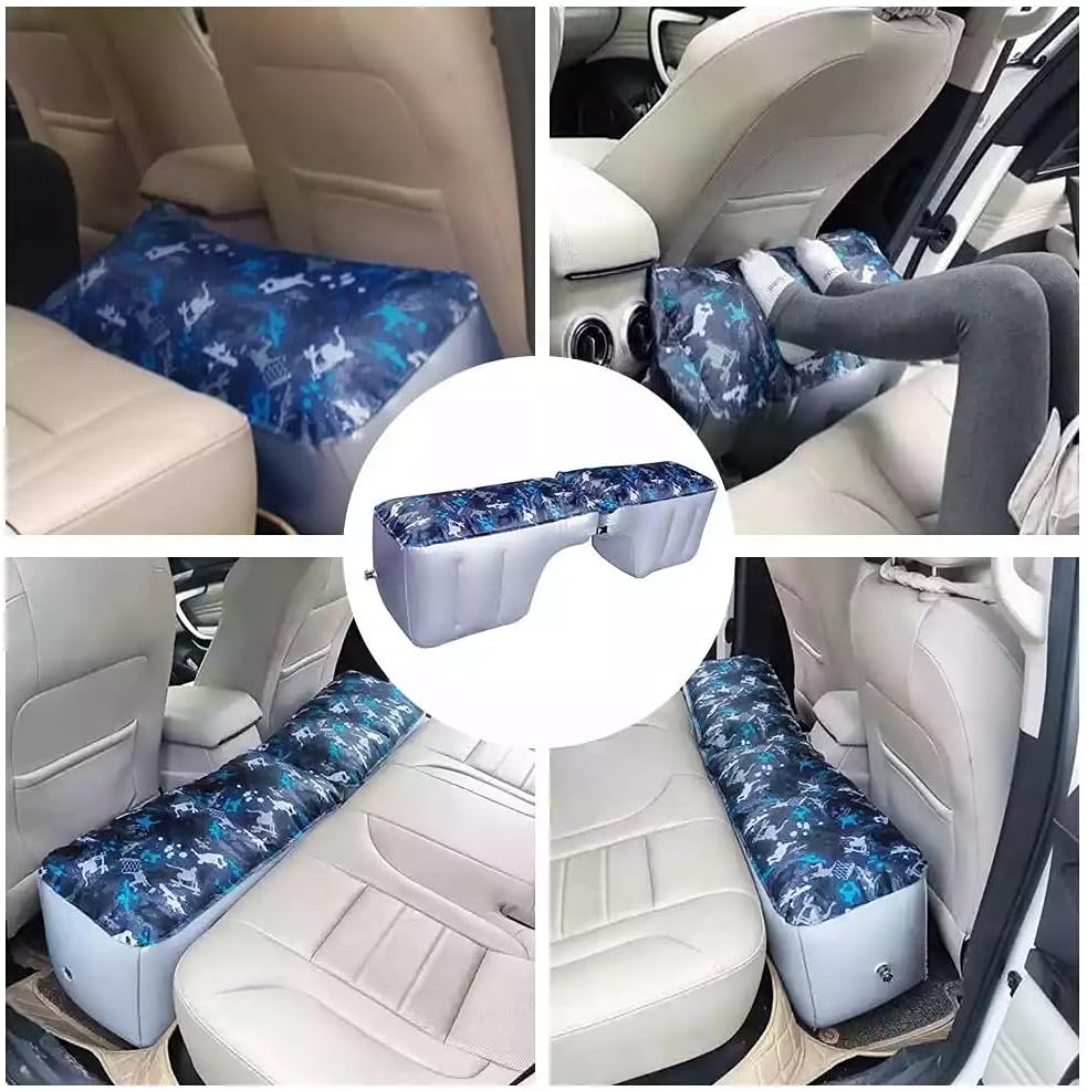 Auto Inflatable Car Travel Mattress Back Seat Gap Pad Air Bed Cushion Camping Air Couch Blue