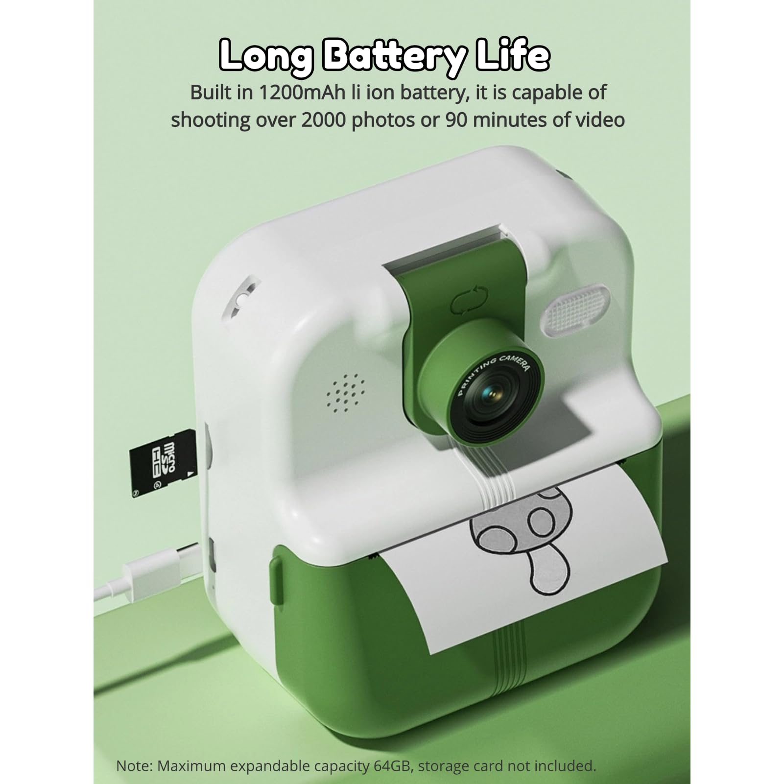 Aparat do Natychmiastowego Drukowania, Aparat dla Małych Dzieci 1080P 48 MP, 2,4-calowy Ekran IPS Obrotowy Obiektyw o 180 Stopni Przenośny Aparat do Selfie z 3 Rolkami Papieru