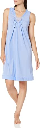Shadowline Women's Short V-Neck Nightgown - Opacitrique Nylon, Below-Knee Length, Lace Trim - View #12