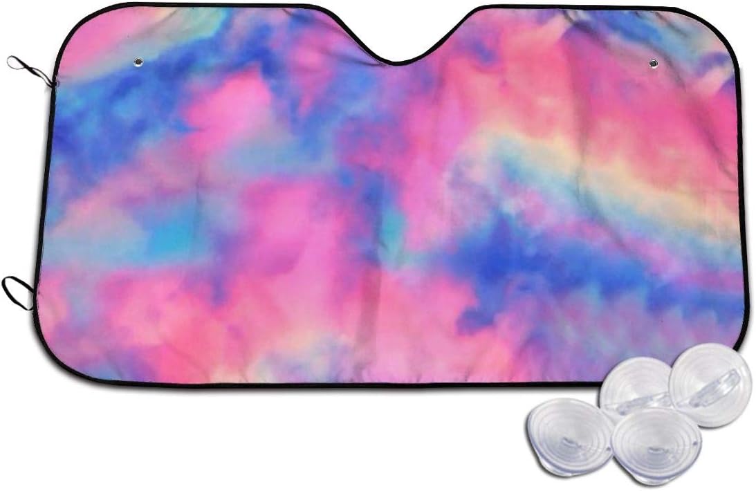 Knmhjtf TieDye Car Windshield Sun Shade Front Auto Shade Sun Visor Car Keep Vehicle
