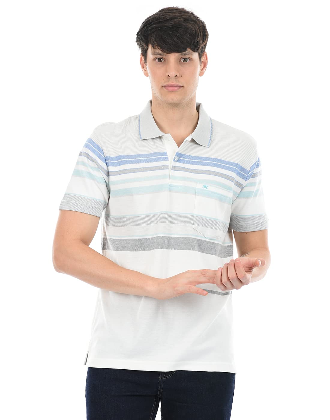 Monte Carlo Men's Collared Neck Half Sleeve Regular Fit Striped Polo T-Shirt | Casual Wear Polos for Men