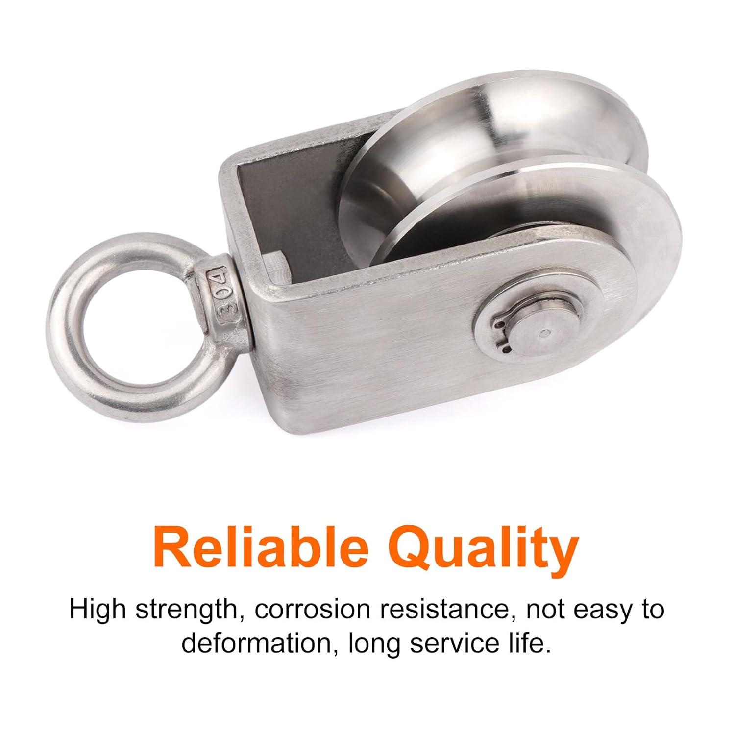 Swivel Single Pulley Block with Bearing Inside 304 Stainless Steel Heavy Duty Good for Pulley System Gym Equipment, Loading 1700 lbs (68mm-2PCS)