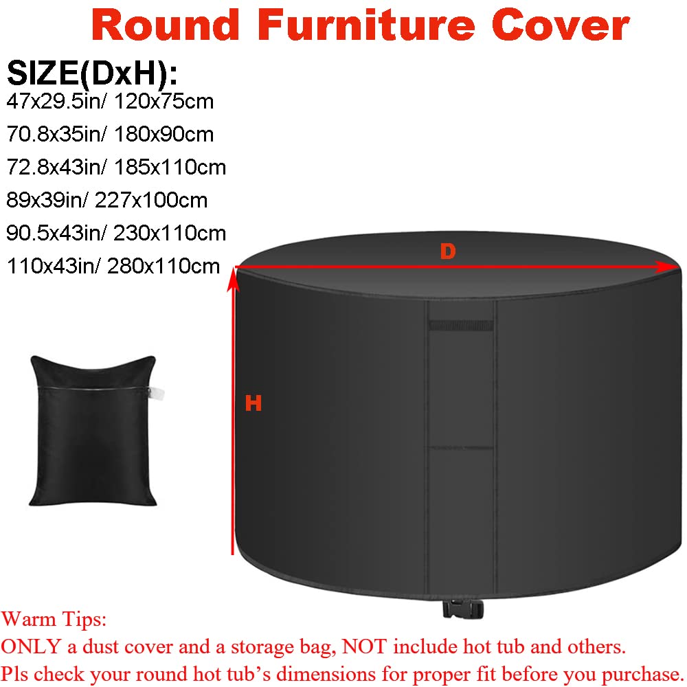 Round Garden Patio Furniture Dining Table Chair Set Covers Skyour Waterproof Outdoor Portable Inflatable Hot Tub Spa Cover Protector Bathtub Pool Dust Furnitures Cover (110x43in)