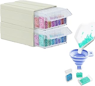 Storage Containers for Diamond Painting, 2 Packs Stackable Craft Storage Organizers 70 Slots Individual Containers for Diamond Art Beads Nail Pill Rhinestones Seed