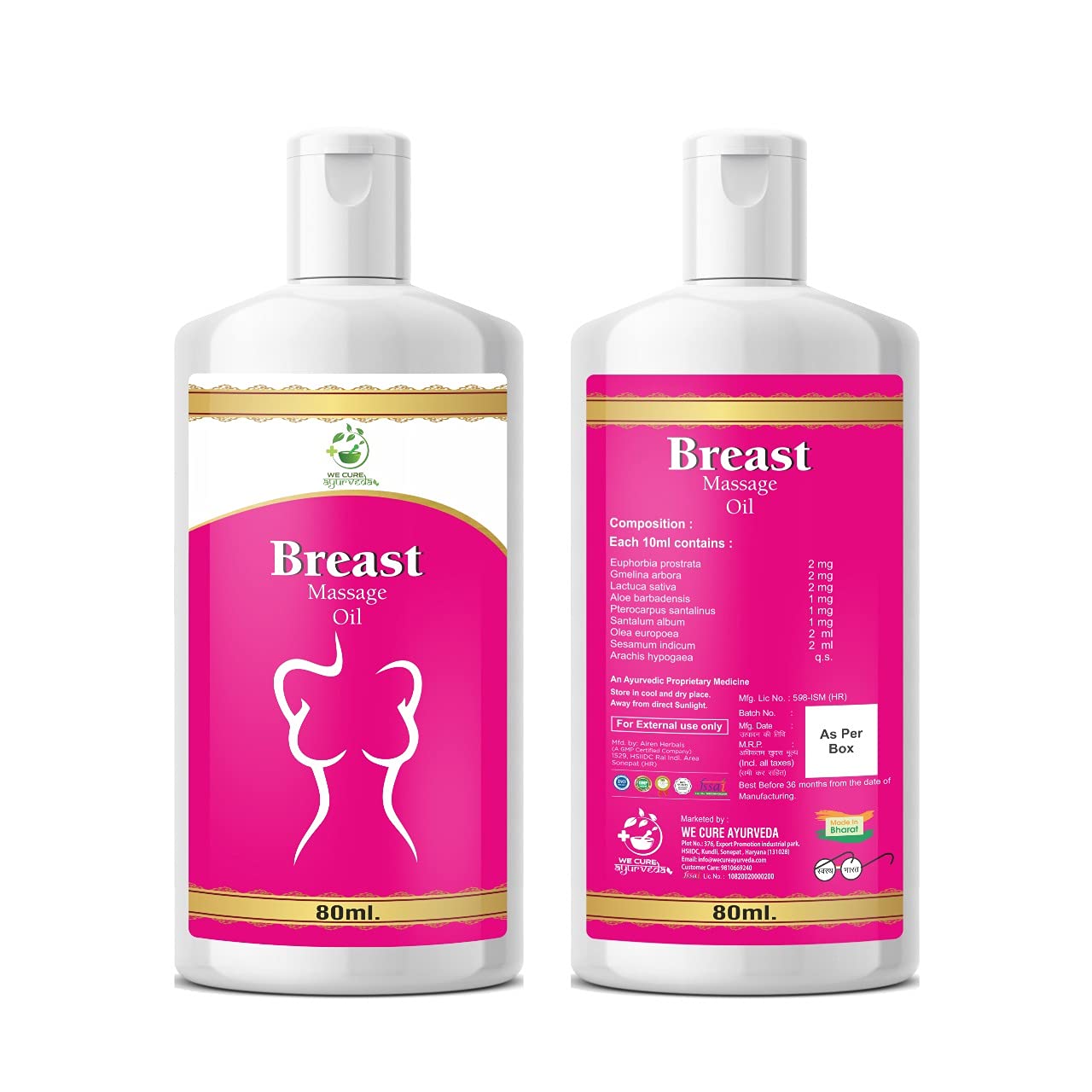 Wecureayurveda Bre@St Massage Oil Natural Actives Bre@St B0Dy Oil For Women No Added Color Or Fragrance Non-Itching Non-Staining 80 Ml (B0BYN9XHMC) Amazon Price History, Amazon Price Tracker