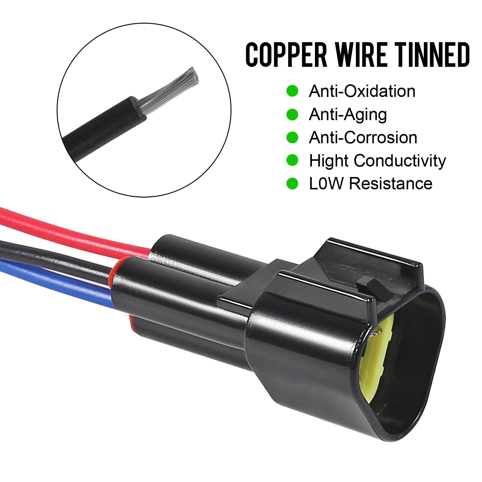Snapklik.com : 8Kits 3 Pin Car Connector Waterproof, 16 AWG 3 Wire ...