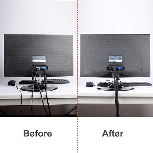 Miniatura 4 de ZhiYo Funda de cable de 6.6 pies a 1 pulgada, tubo protector de cable para mascotas, envoltura de cable de PC, funda de gestión de cables de