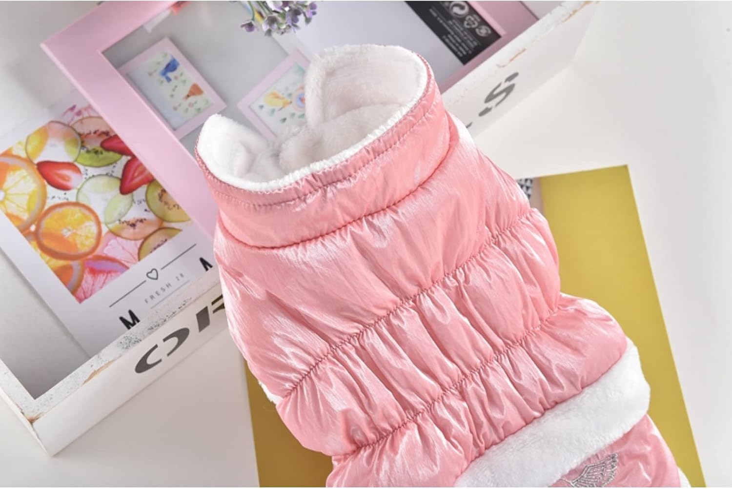ZNZT Ropa para Perros Invierno Perro Vestido De Boda Sin Mangas Ropa para Mascotas Traje Chaleco Rosa Plateado Nieve Pitbull Chaqueta para Bulldog Terrier