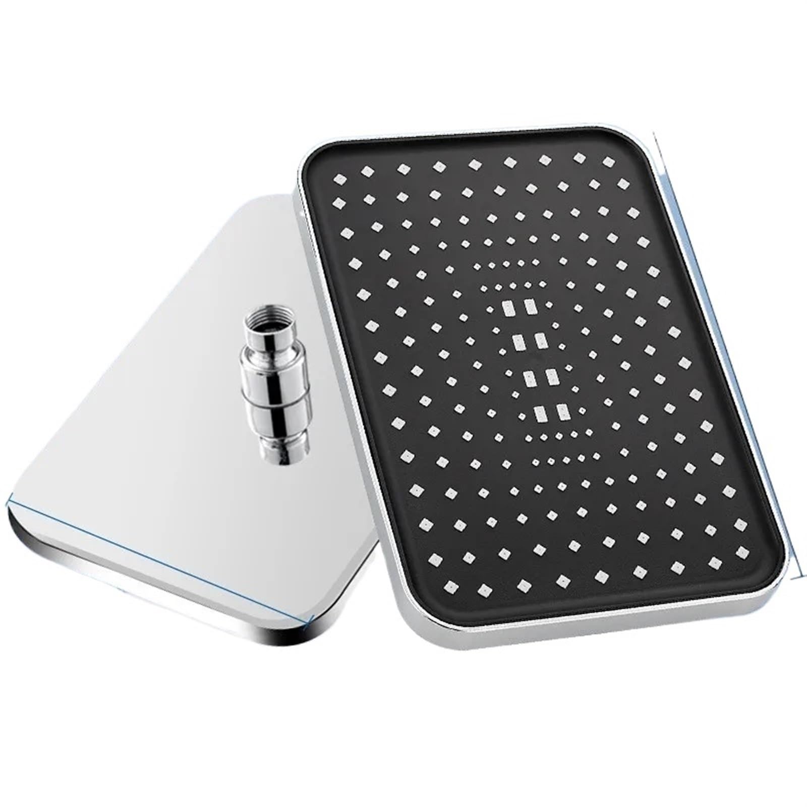 Shower Head 360 Degree Swivel Shower Head Top Spray Rain(Rectangular Silver)