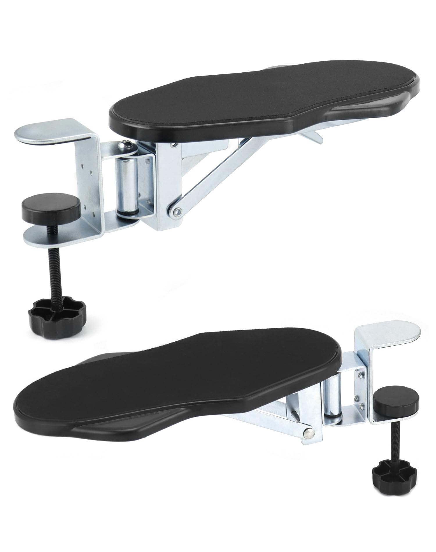 Set di 2 Poggiabraccio Ergonomico da Scrivania, Prolunga Scrivania per Supporto Bracciolo e Gomito, Rotazione 180° Pieghevole 90°