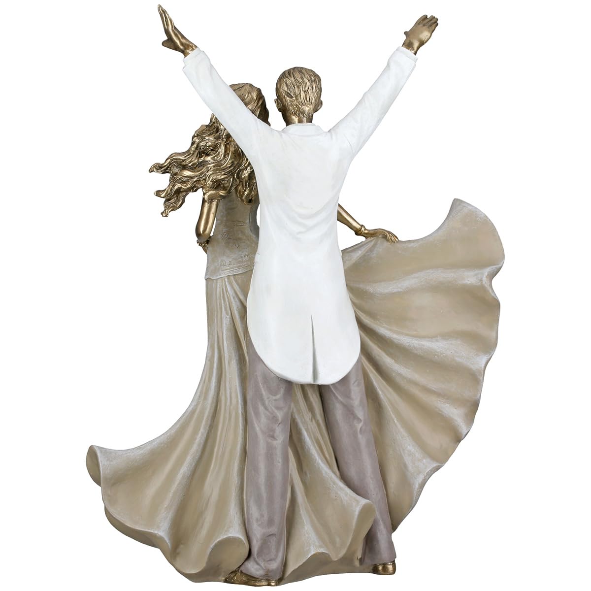GILDE Figura salsa ballerino in resina dorata effetto metallico, altezza 34 cm, larghezza 26 cm, profondità 11 cm