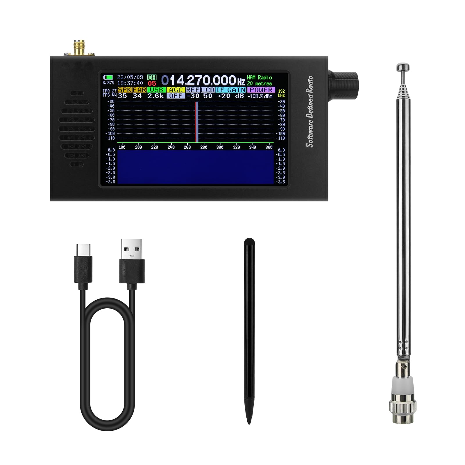 DSP SDR Radio Empfänger 100KHz zu 149MHz DSP Digital Demodulation CW/AM/SSB/FM/WFM Tragbarer Kurzwelle Radio Empfänger mit 4.3" IPS LCD