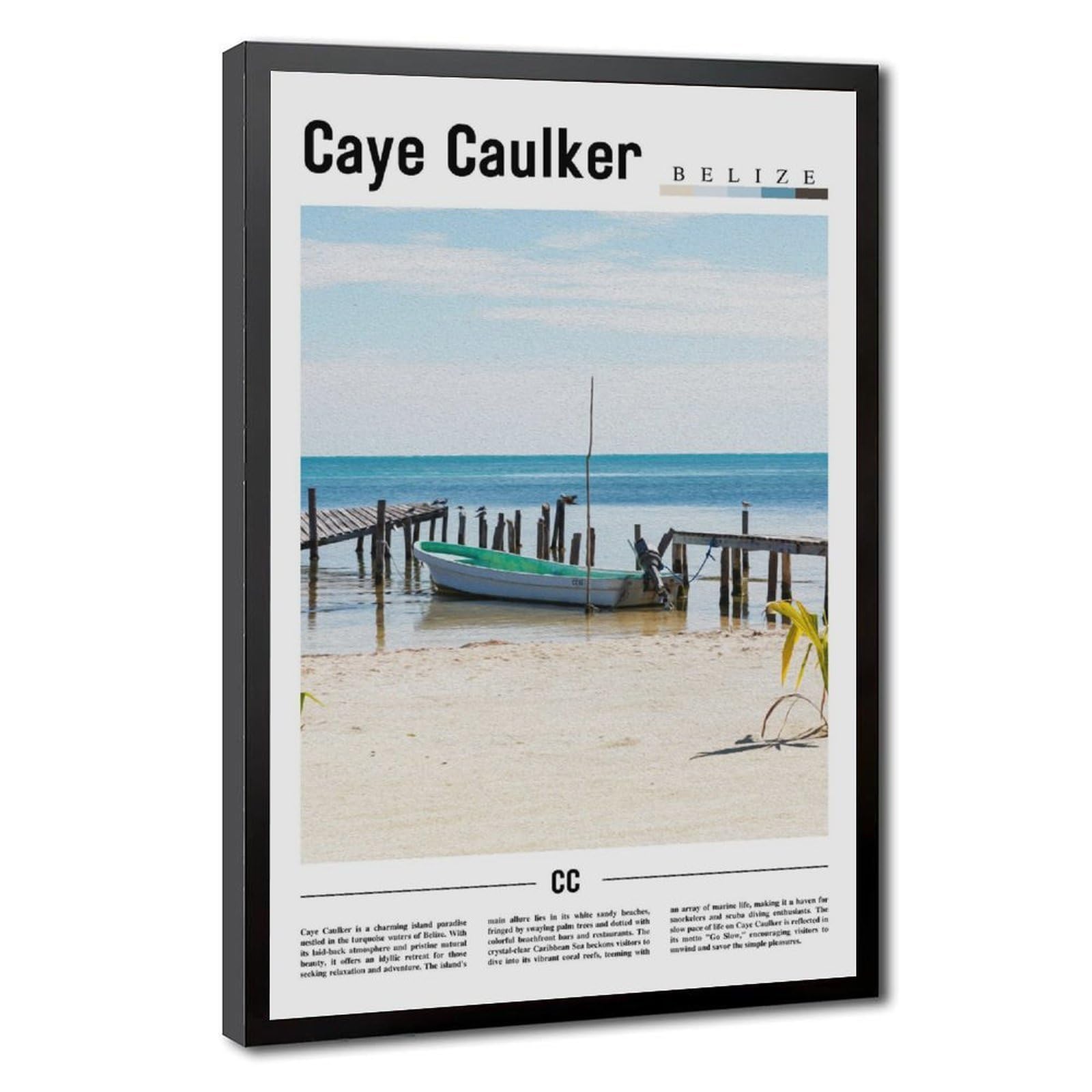 Wcyb Black Frame Caye Caulker Belize District Belize Scenery Travel Prints Posters Canvas Deco Paintings Wall Art For Office Living Room Hangable Frame 20" L X 30" W