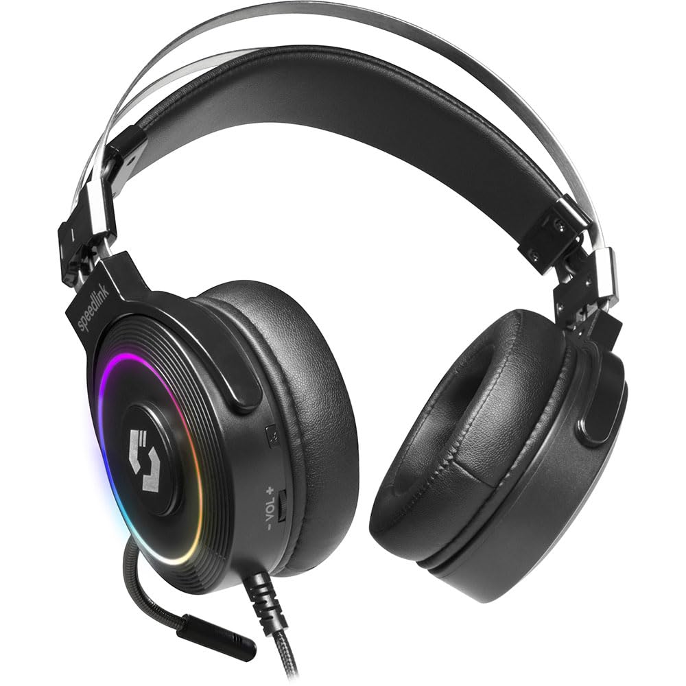 Speed-Link Orios RGB 7.1 PC Gaming Auricular - con micrófono Flexible, iluminación RGB, Ajustable, Negro